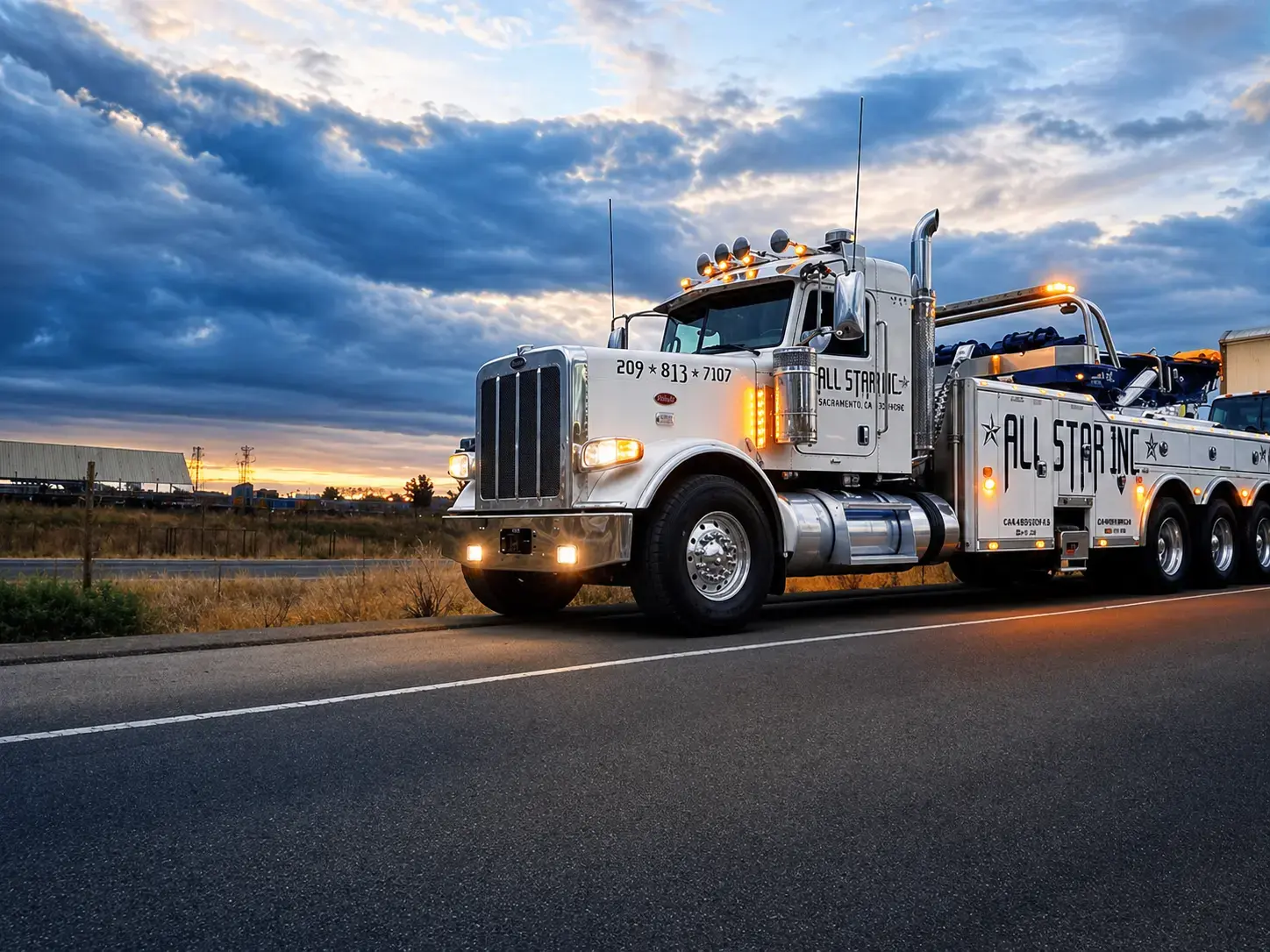 All Star rotator working a heavy-duty truck on a Northern California highway.