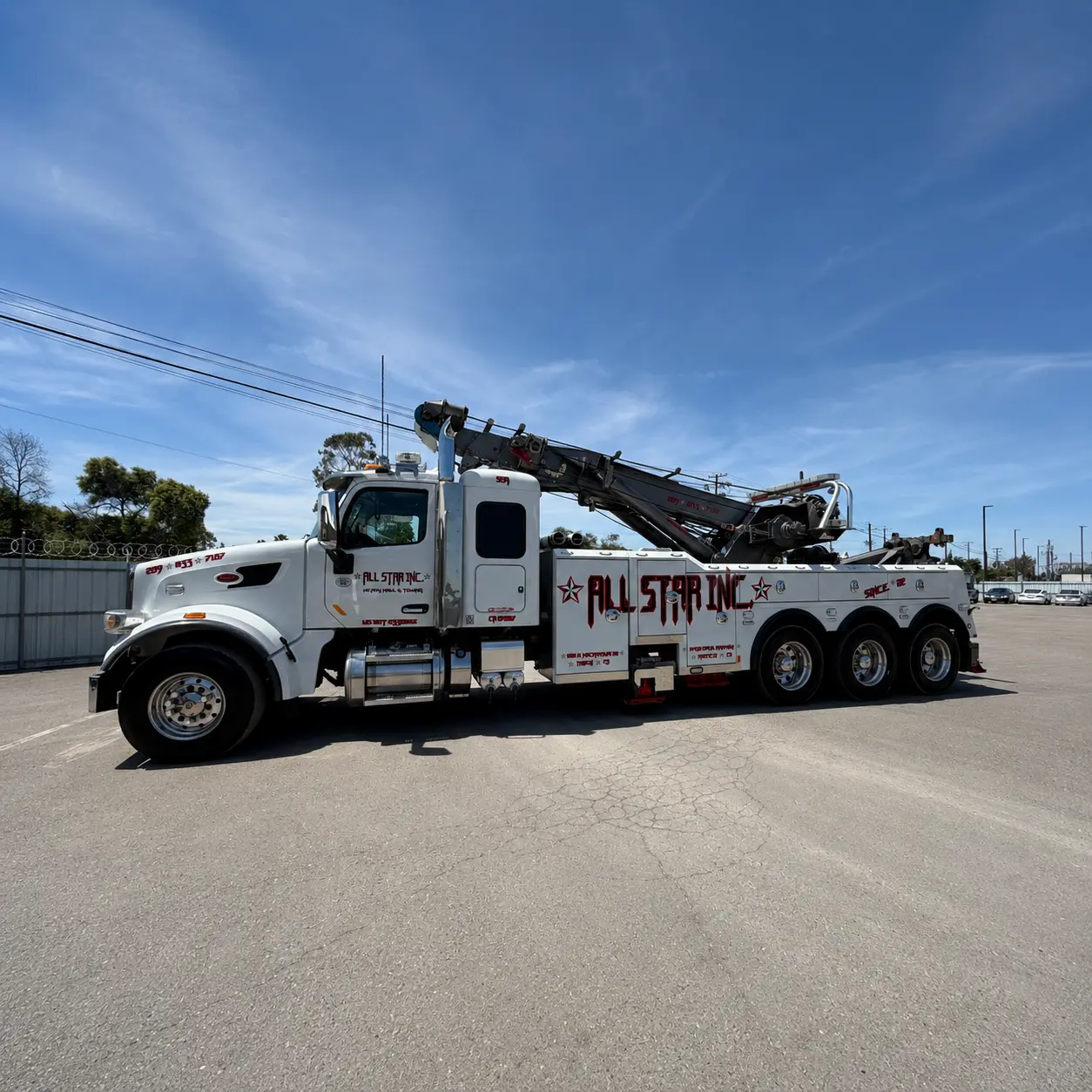 All Star rotator wrecker staged at the Manteca yard.