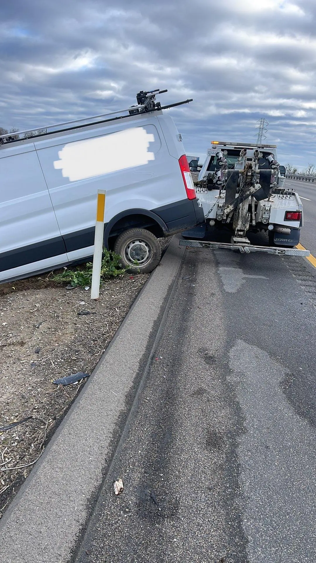 All Star crew performing a roadside van recovery and winch-out.